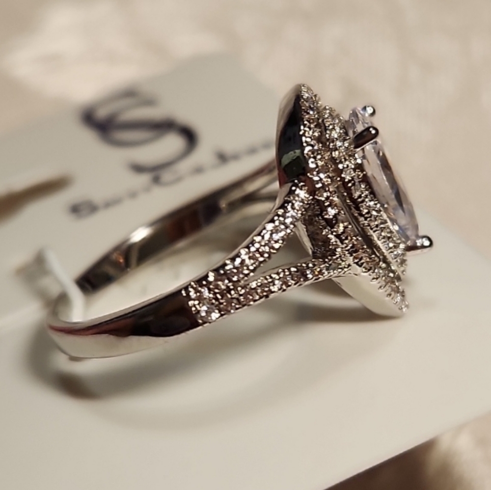 Savvy Cie Jewels Rhodium-Plated Teardrop Ring, Size 7 - Picture 11 of 14